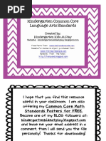 Freebie Kindergarten Common Core Standards Posters