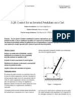 LQR Control Applied To A Final Step of An Inverted Pendulum System (Stabilising)