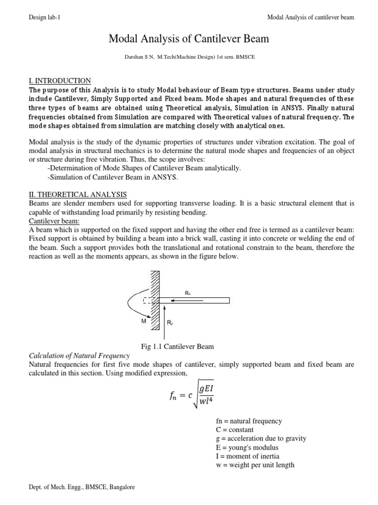 Modal Analysis of Cantilever Beam | PDF | Beam (Structure) | Normal Mode