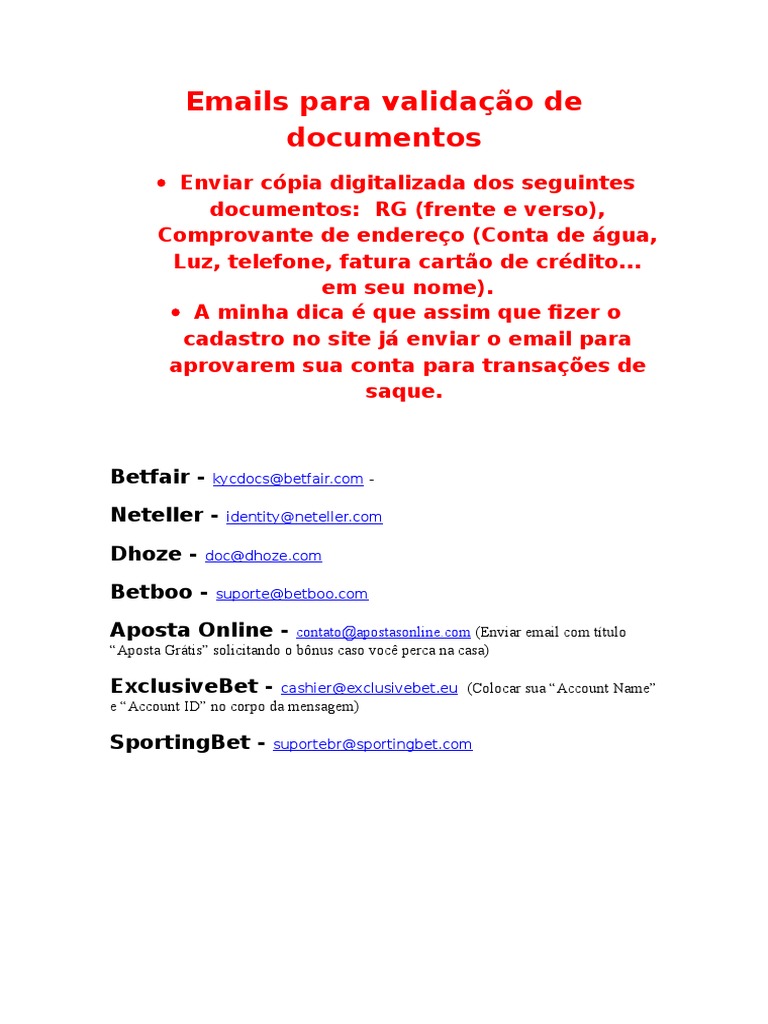 Emails para Validação de Documentos | PDF