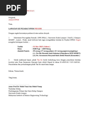 Surat Rasmi Lawatan Sprm Pdf