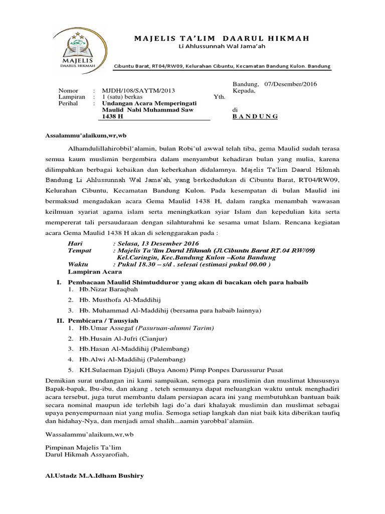 810+ Contoh Undangan Acara Maulid Nabi Gratis Terbaru
