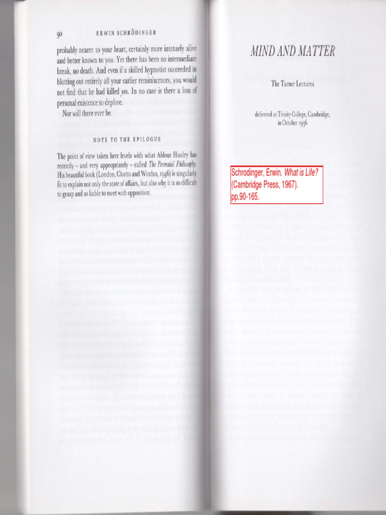 Erwin Schrodinger - Mind and Matter PDF | PDF | Quantum Mechanics | Nature