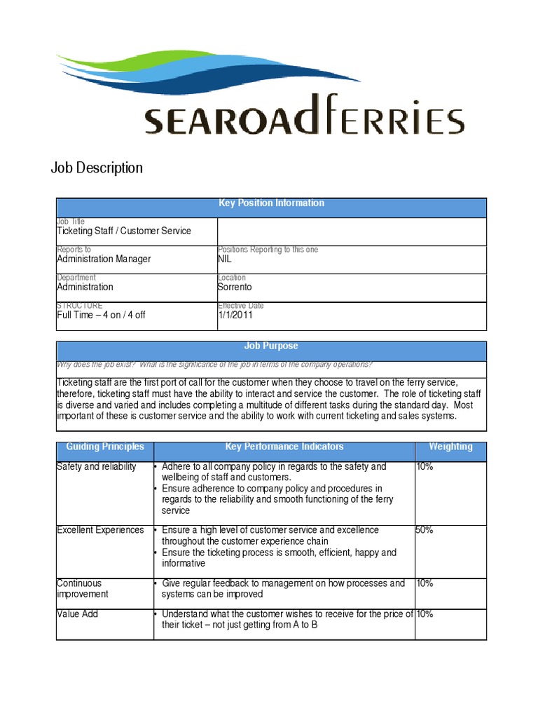 Job Description Ticketing PDF Reliability Engineering Customer