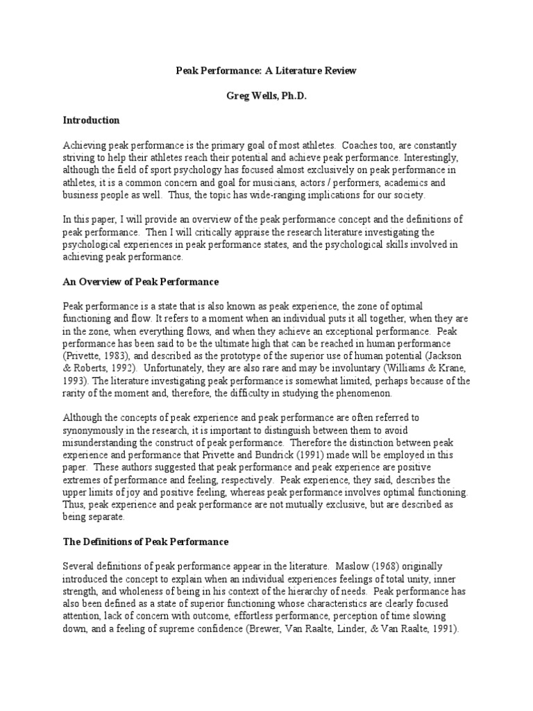 Peak Performance PDF | PDF | Flow (Psychology) | Self Efficacy