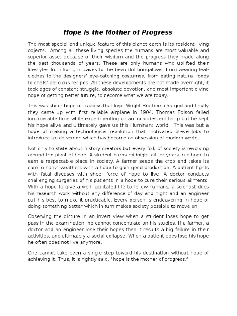 The Role of Hope in Human Progress | PDF