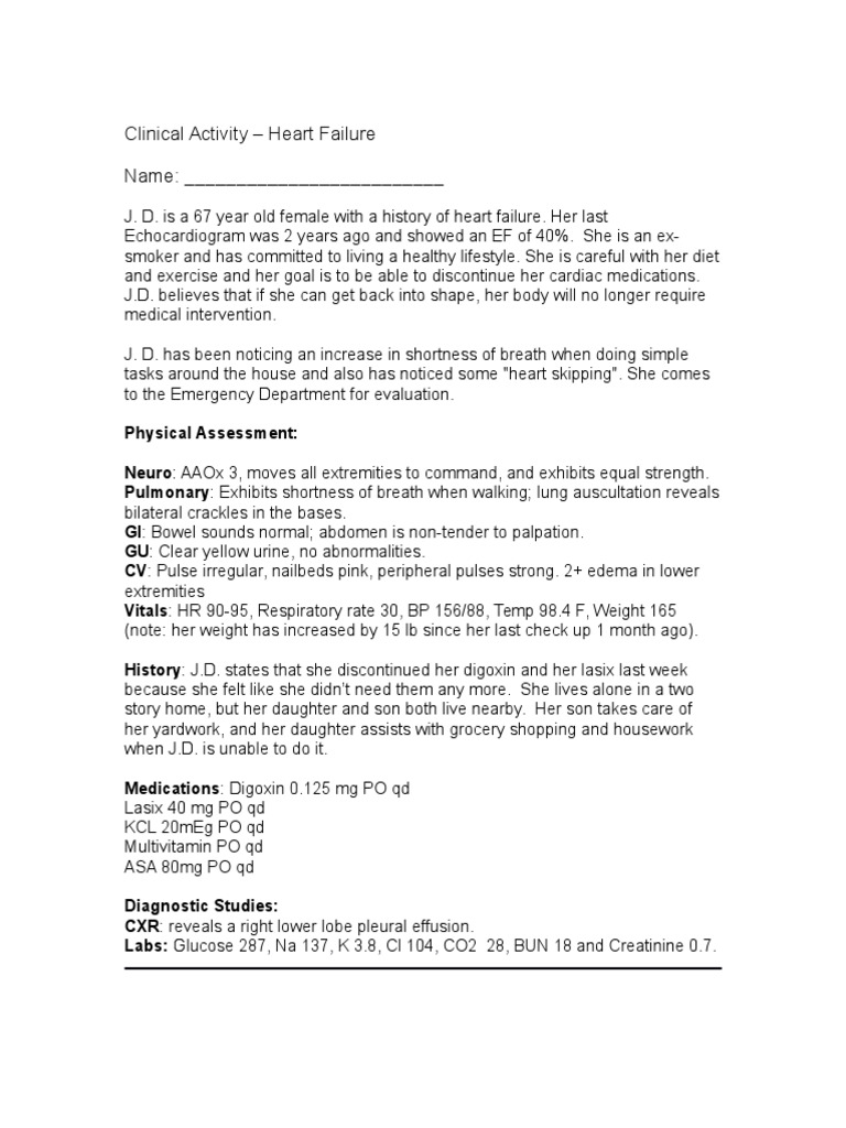 Heart failure case study for nursing students image