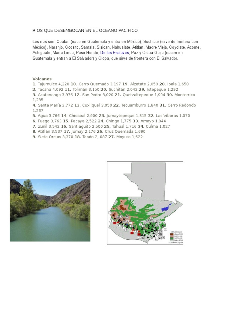 Rios Que Desembocan en El Oceano Pacifico