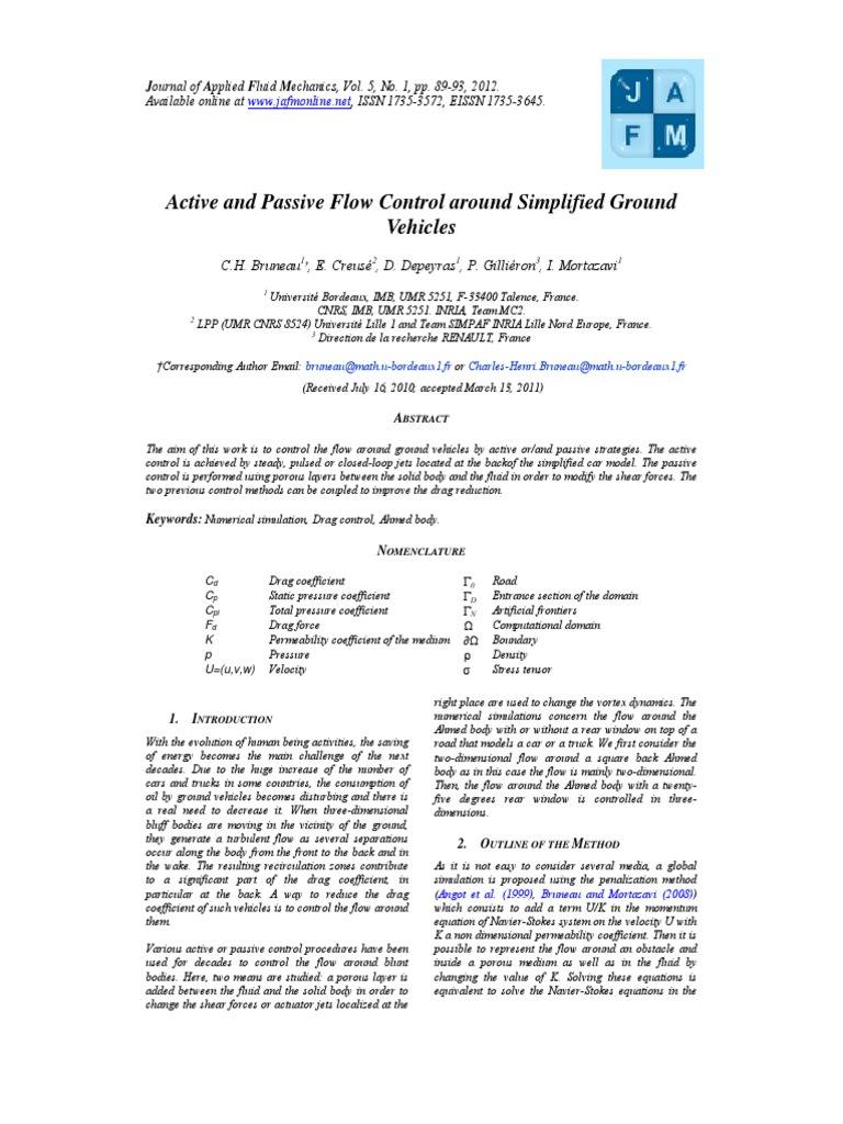 Active and Passive Flow Control Around Simplified Ground Vehicles PDF
