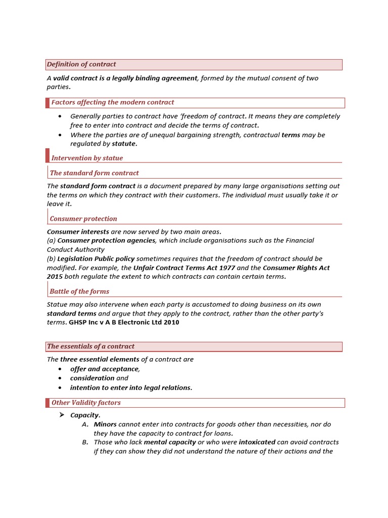 Essentials of Contract Law Explained | PDF | Offer And Acceptance ...