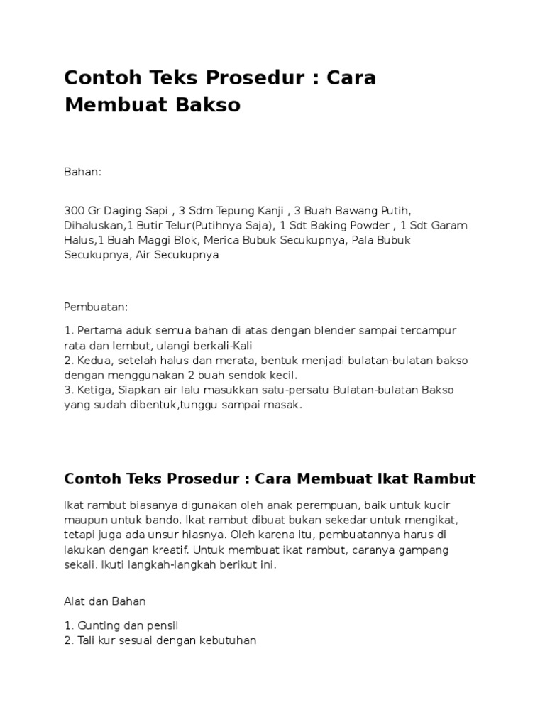 Contoh Teks Prosedur Cara