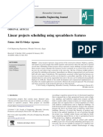 Linear Projects Scheduling Using Spreadsheets Features: Alexandria Engineering Journal