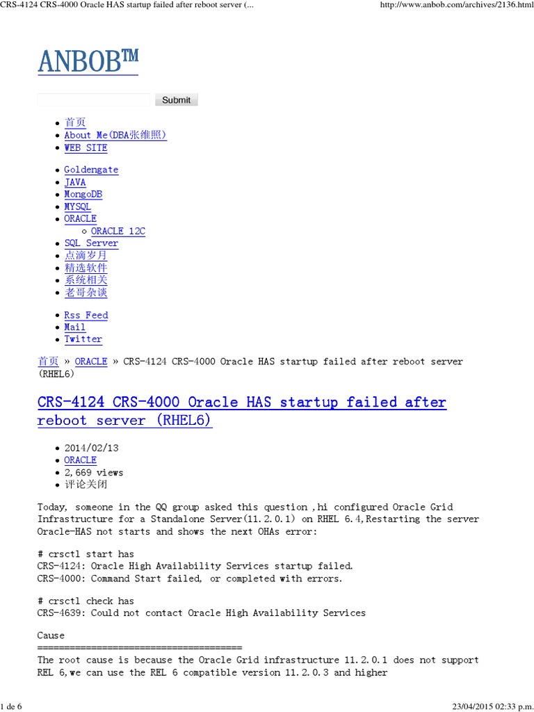 Oracle Database 11g R2 + Asm Si Ocurre Error | PDF | Oracle Database ...