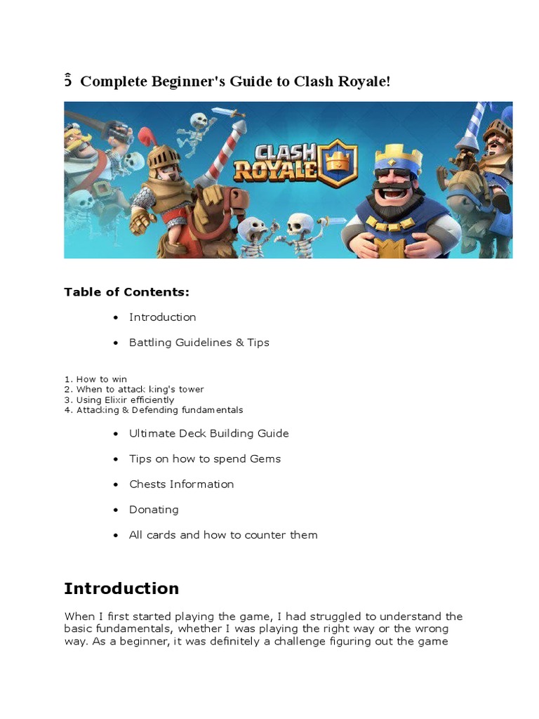 Complete Beginner Tutorial For Clash Royale | PDF | Leisure | Armed ...