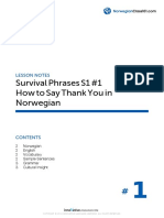 Survival Phrases S1 #1 How To Say Thank You in Norwegian: Lesson Notes