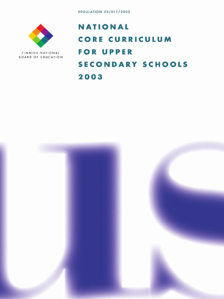 Finnish Core Curriculum Curriculum Secondary Education