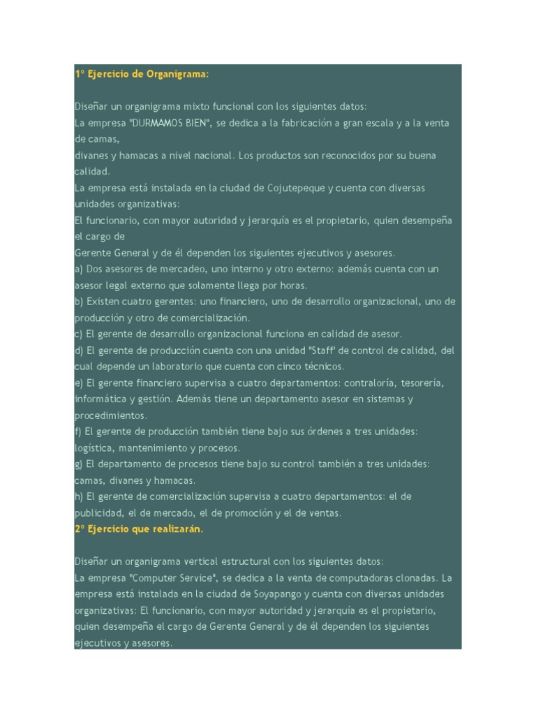 Ejercicios Sobre Organigramas | PDF | Crecimiento personal y profesional