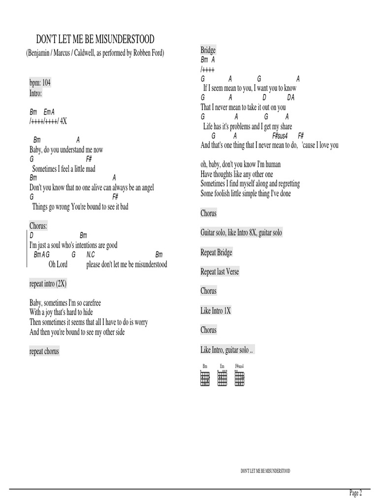 Don T Let Me Be Misunderstood Robben Ford Cl Song Structure Recorded Music
