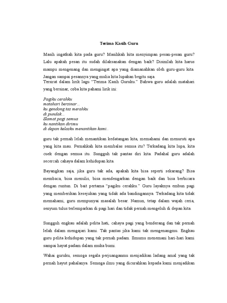 Terima Kasih Guru Pdf