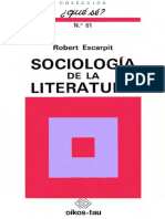 Escarpit, Robert. SOCIOLOGÍA DE LA LITERATURA PDF