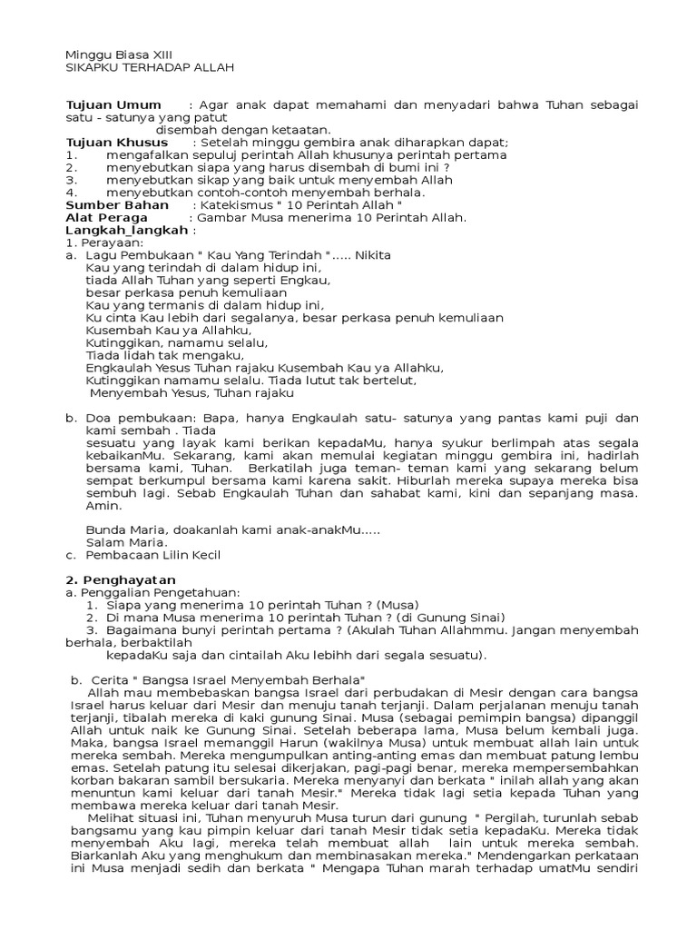 Bina Iman Anak Katolik Per Minggu