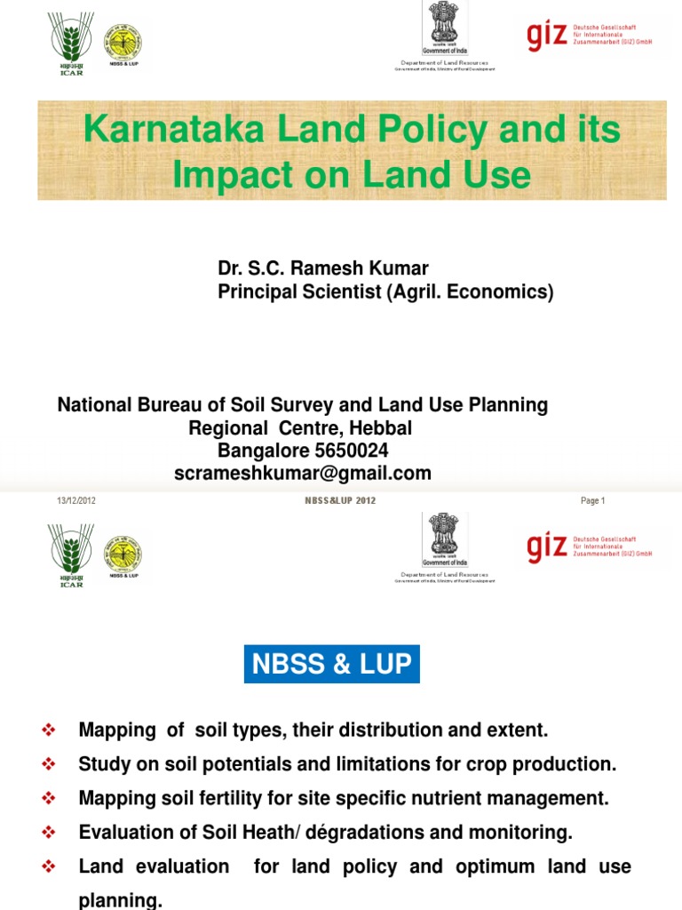 Land Policy and its Impact on Land Use in Karnataka Agriculture Soil