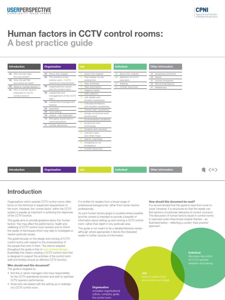 Human Factors in CCTV Control Rooms A Best Practice Guide PDF | PDF