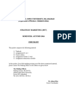 AIOU Strategic Marketing Course Outline