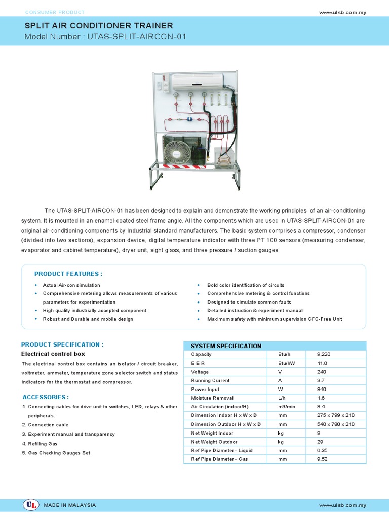 Split Air Conditioner Training Unit | PDF | Air Conditioning ...