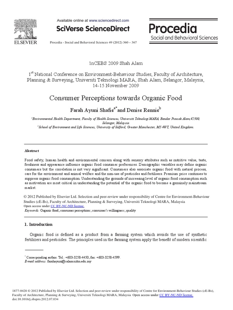 Literature Reveiw About Ethics and Organic Food