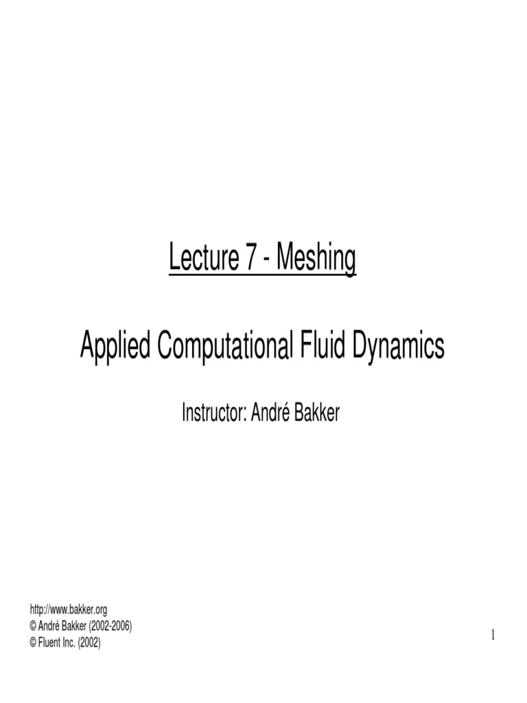 Applied Computational Fluid Dynamics Meshing PDF | PDF