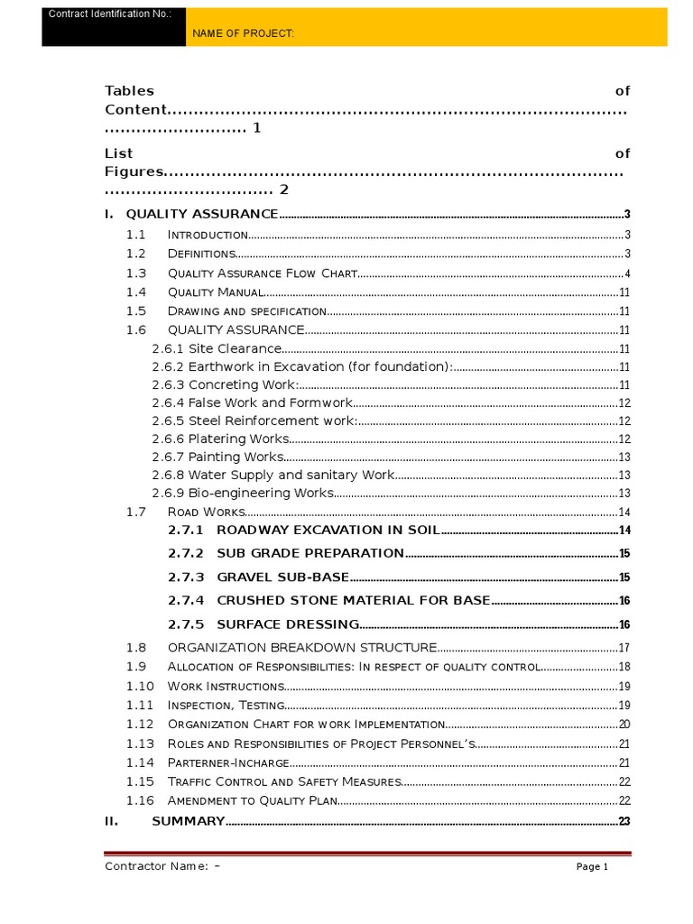 Quality Assurance Plan for Construction | PDF