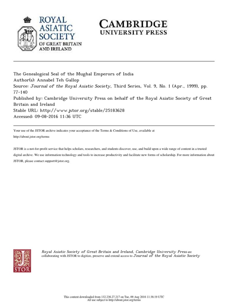 Annabel Teh Gallop The Genealogical Seal Of The Mughal Emperors Of