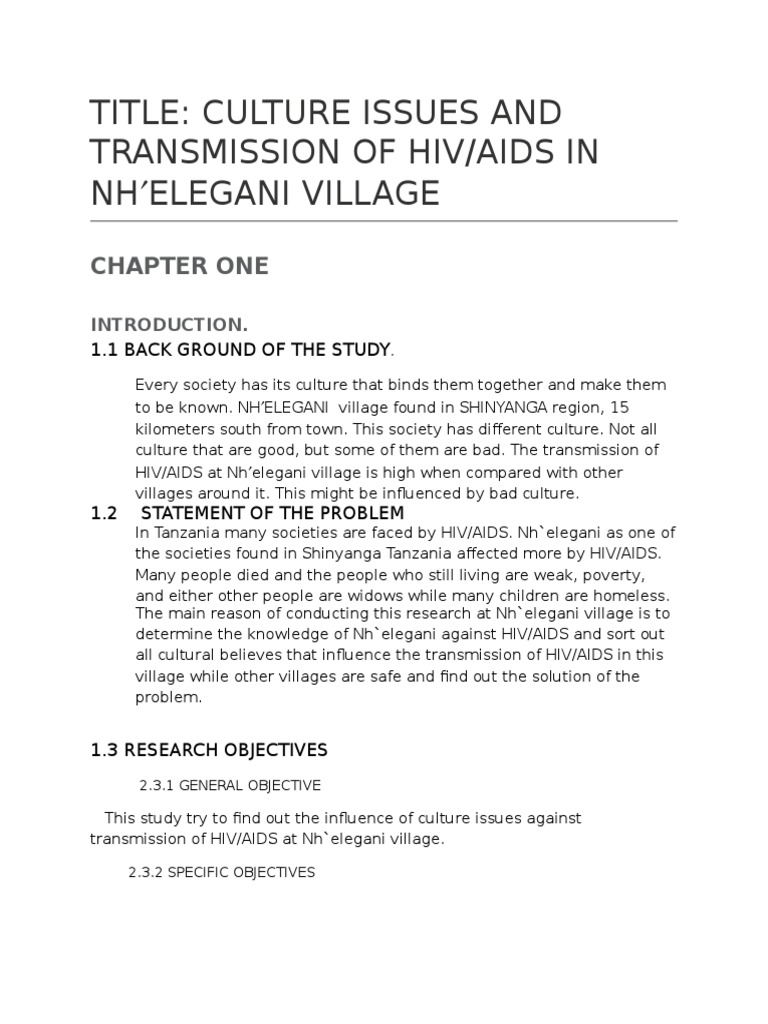 Research Proposal | PDF | Hiv/Aids | Infection