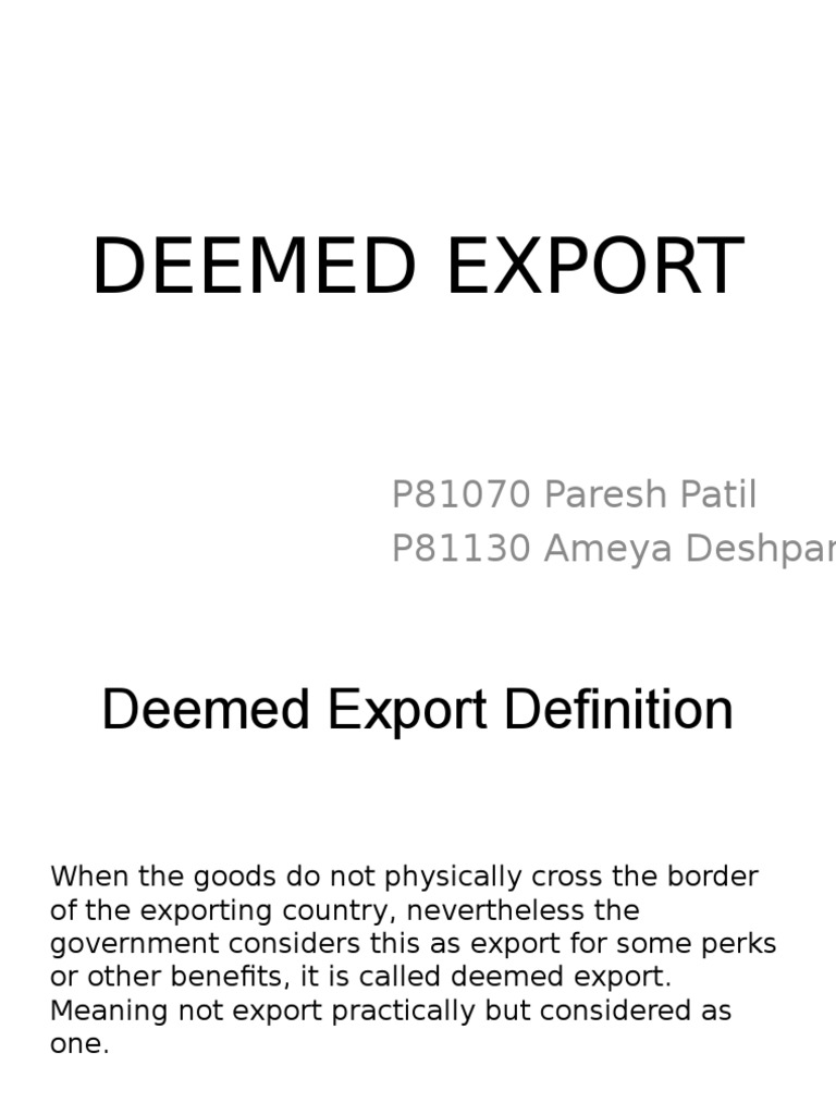 deemed-export-exports-customs