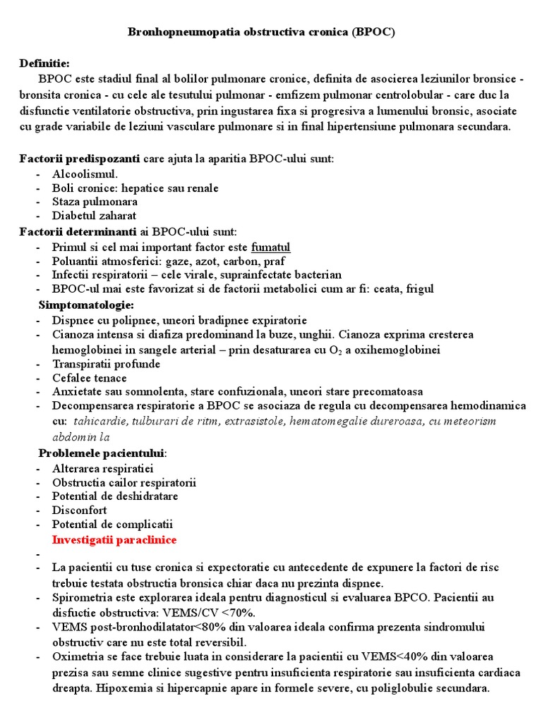 1 Bronhopneumopatia Obstructiva Cronica BPOC Print | PDF