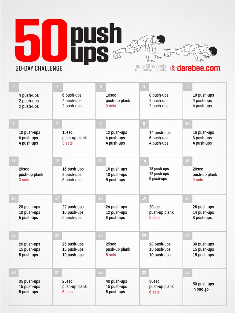 50 Push-Up Challenge Progression Guide | PDF | Teaching Methods & Materials