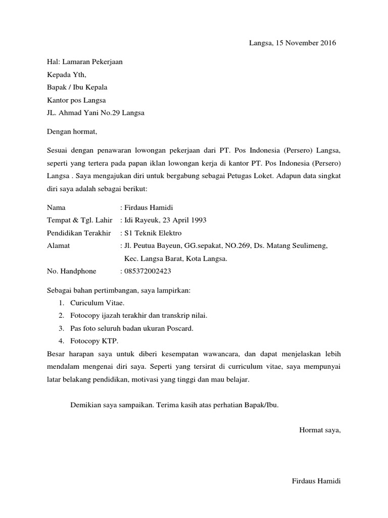 Download 86+ Contoh Surat Surat Lamaran Kerja Kantor Gratis Terbaru