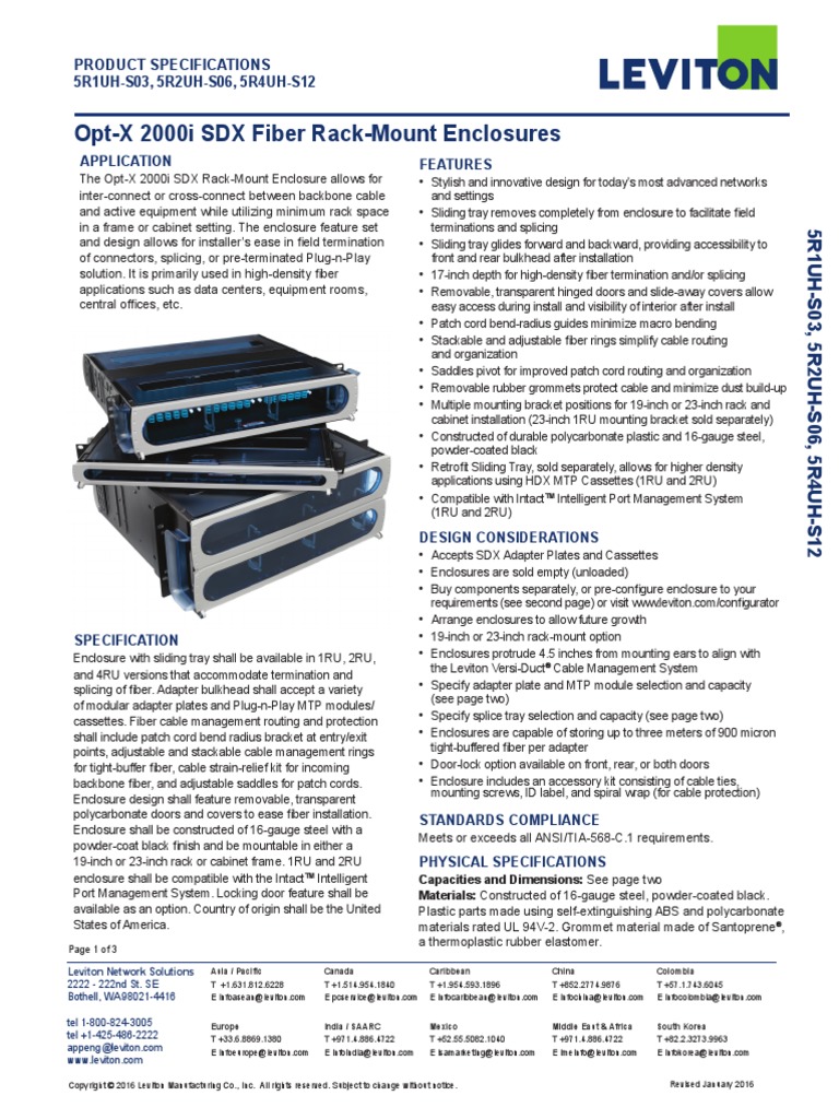 UTF-8'en-us'Leviton 5R1UH-Sxx Opt-X 2000i SDX Rack-Mount Enclosures ...
