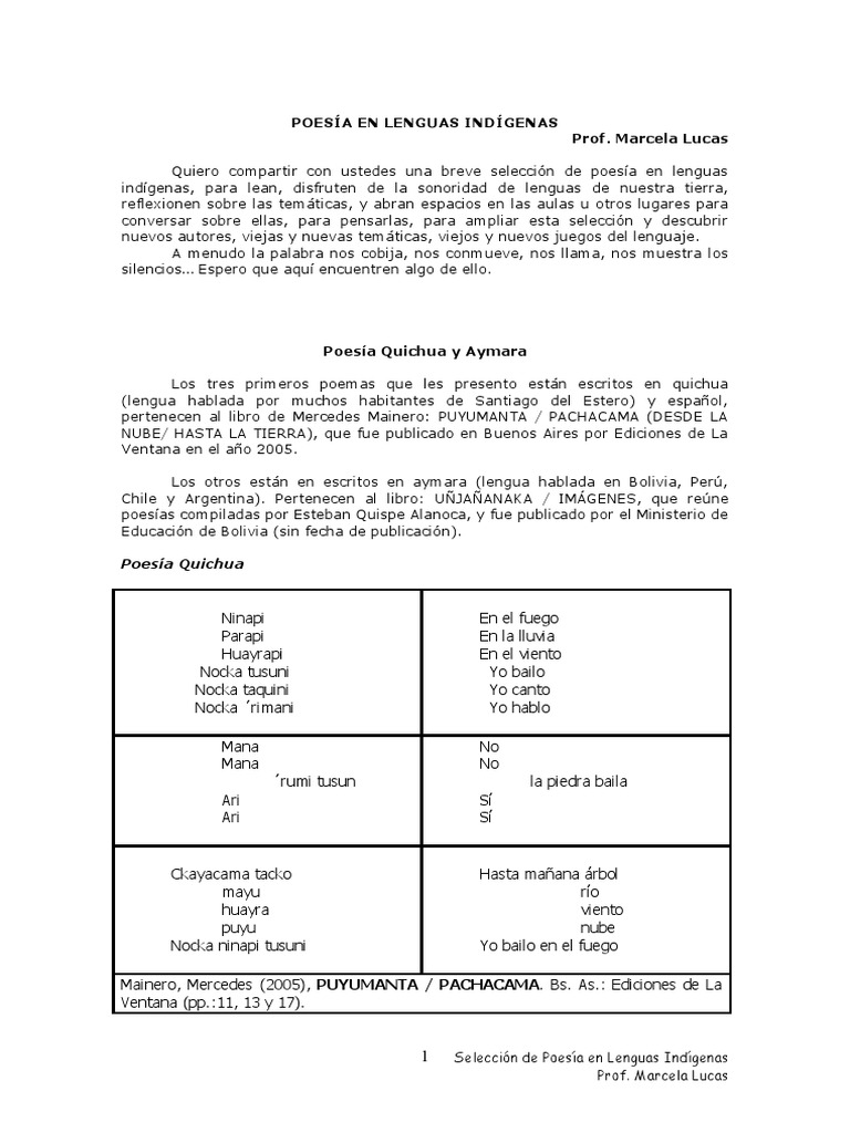Poesia Quechua Aymara | PDF | Idiomas | Artes del lenguaje y disciplina