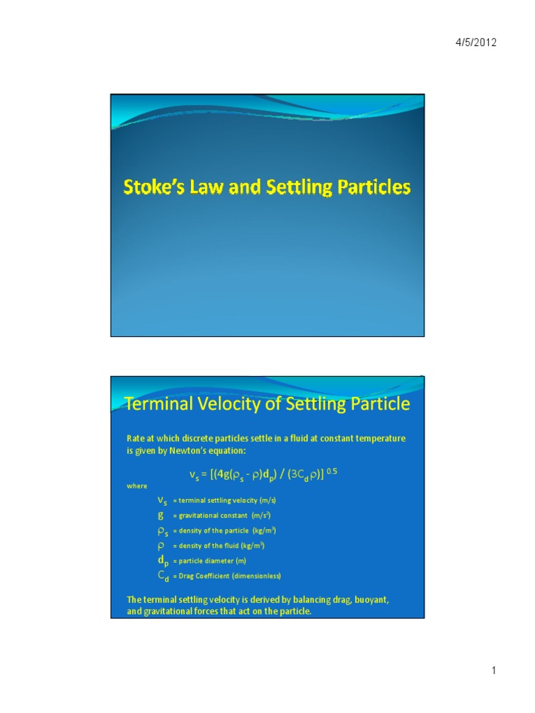 Chapter 4 Stokes Law | PDF | Reynolds Number | Viscosity