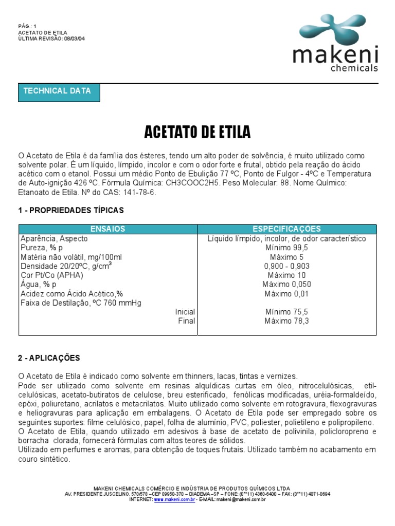 Acetato de Etila Acetato Poliéster