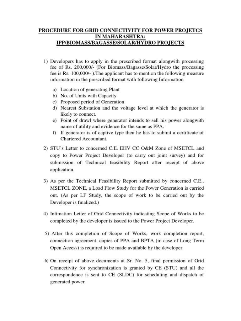IPP Grid Connectivity Procedure in Maharashtra | PDF