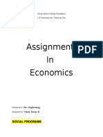 Assignment in Economics: Divine Mercy College Foundation 129 University Ave. Caloocan City