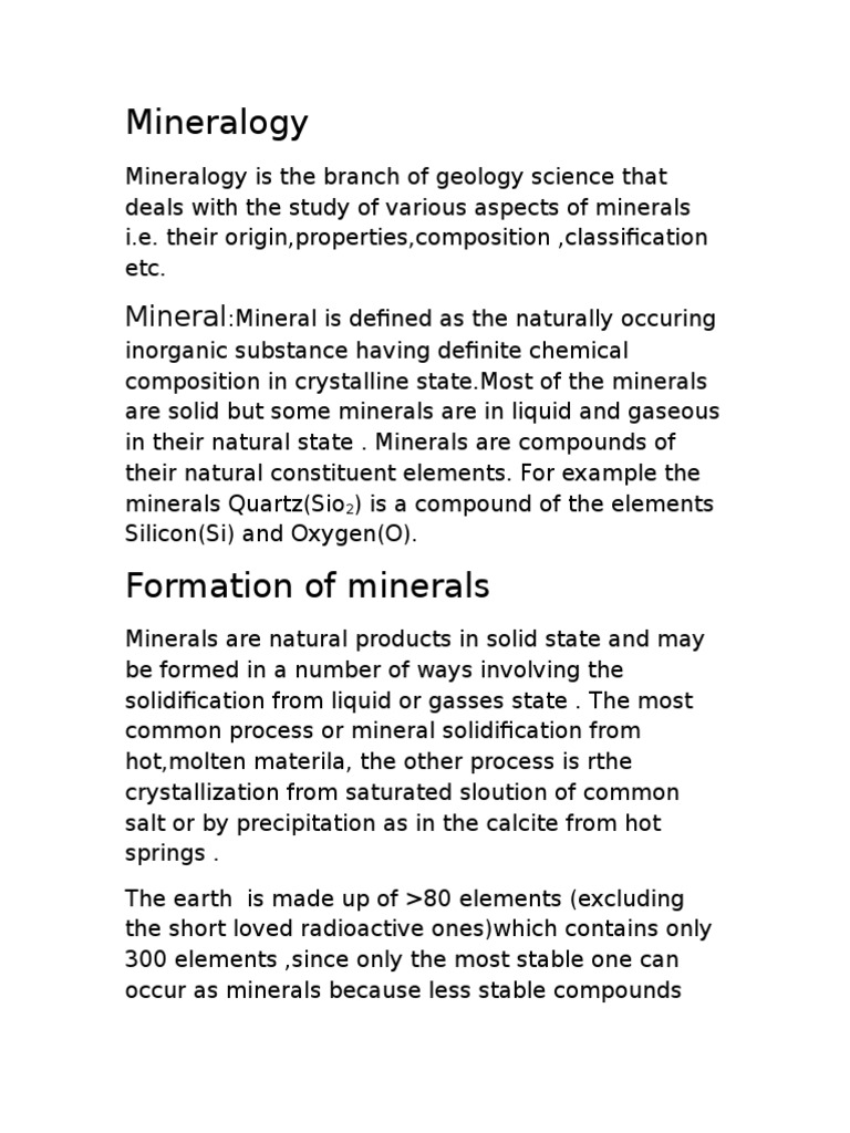 Understanding Mineralogy and Properties | PDF | Minerals | Mineralogy
