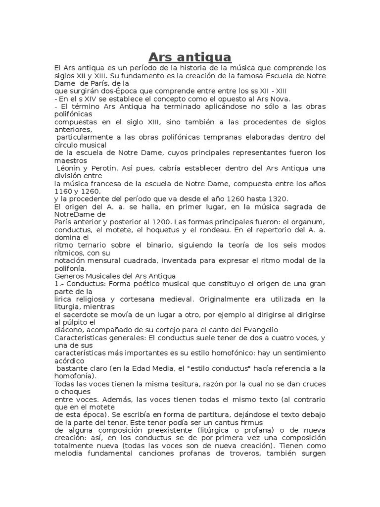 Ars Antiqua PDF Teoría musical Las artes escénicas