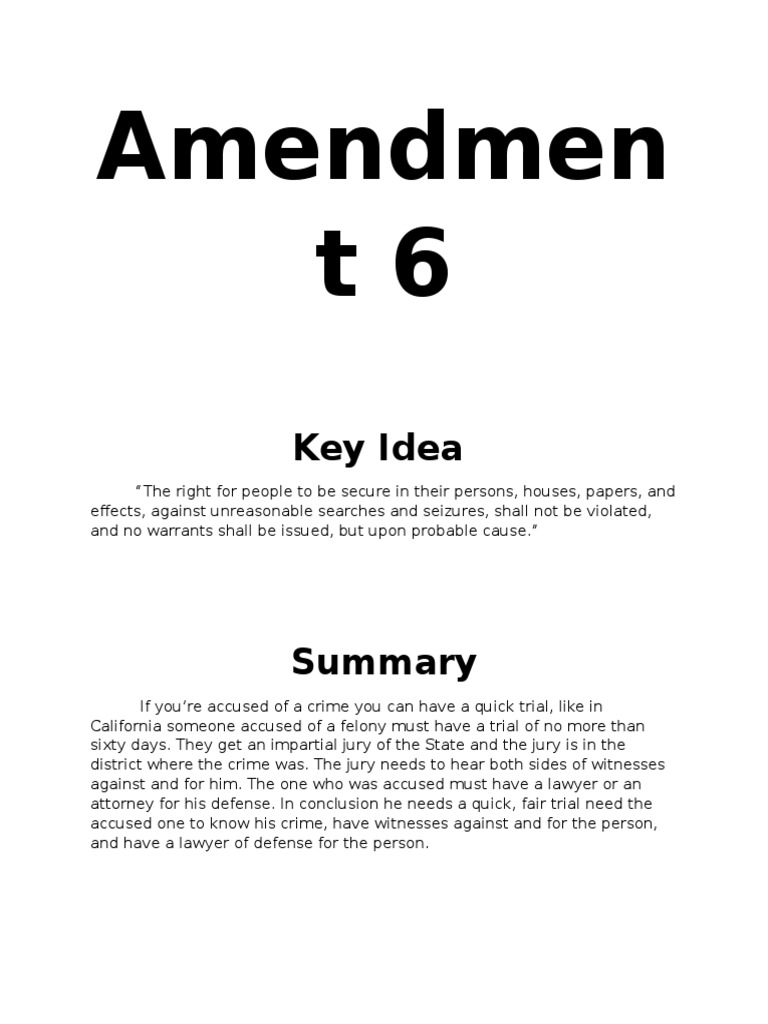 Understanding the Sixth Amendment Rights | PDF