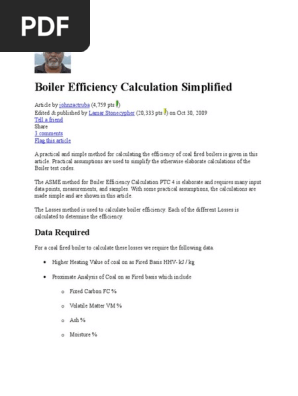 Boiler Efficiency Calculation Simplified Boiler Coal