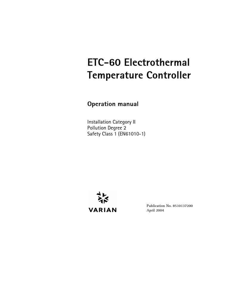 ETC-60 Electrothermal Temperature Controller: Operation Manual | PDF ...