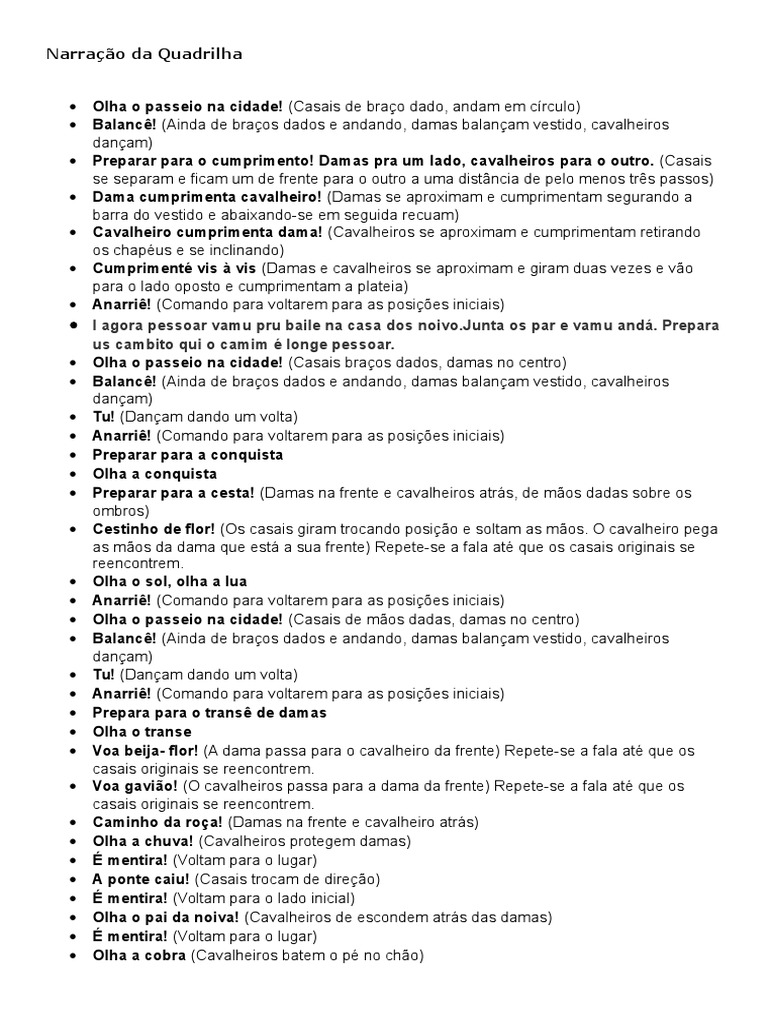 Narração Da Quadrilha | PDF | Lazer | Natureza